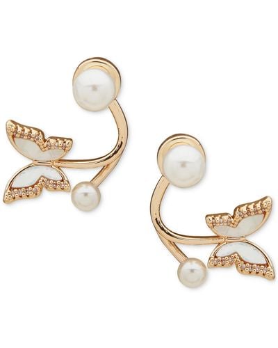 Lonna & Lilly Gold-tone Mother-of-pearl Butterfly Drop Earrings - Metallic