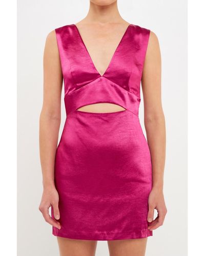 Endless Rose Satin Cut-out Mini Dress - Pink
