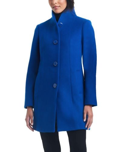 Kate Spade Stand-collar Wool Blend Coat - Blue