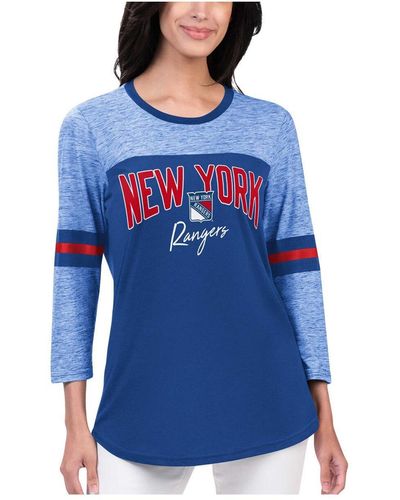 G-III 4Her by Carl Banks New York Rangers Play The Game 3/4-sleeve T-shirt - Blue