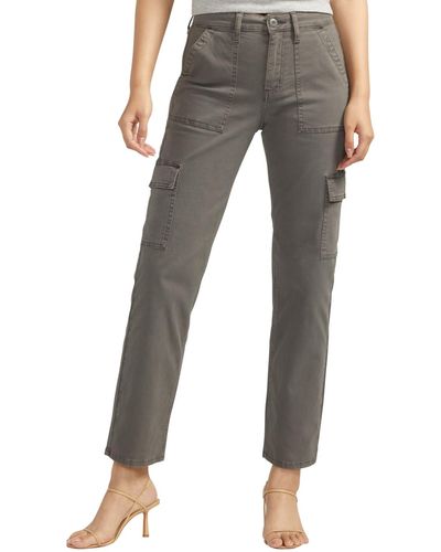 Silver Jeans Co. Suki Mid Rise Cargo Pants - Gray