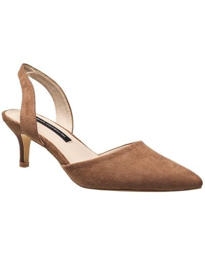 French Connection Delight Slingback Kitten Heel Sandals - Brown