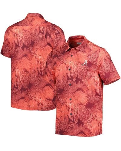 Tommy Bahama Alabama Tide Big And Tall Coast Luminescent Fronds Island Zone Button-up Camp Shirt - Red