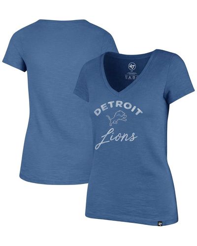 '47 Distressed Detroit Lions Avery Scrum V-neck T-shirt - Blue