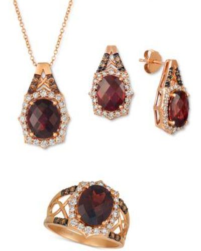 Le Vian Rhodolite Diamond Stud Earrings Necklace Ring Collection In 14k Rose Gold - Brown