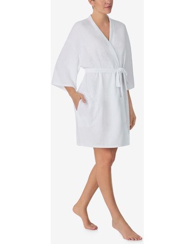 Ellen Tracy 3/4 Kimono Sleeve Short Robe - White