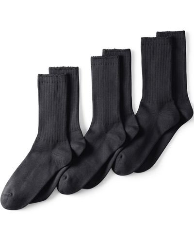 Lands' End School Uniform Crew Socks 3 Pack - Black