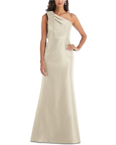 Alfred Sung Bow-trim One-shoulder Satin Gown - Multicolor