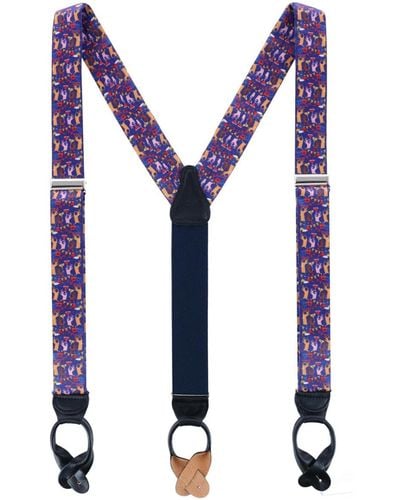 Trafalgar Toast The Night Away Silk Button End Suspenders - Purple