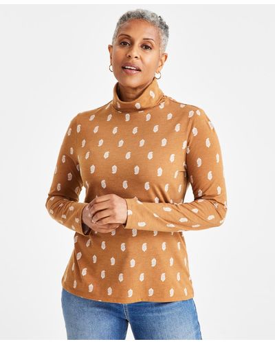 Style & Co. Classic Turtleneck Long-sleeve Top - Brown