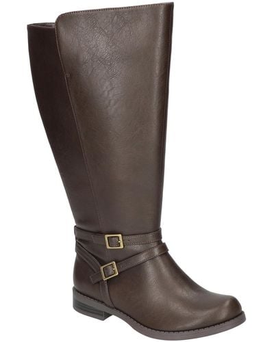 Easy Street Bay Plus Plus Athletic Shafted Extra Wide Calf Tall Boots - Brown