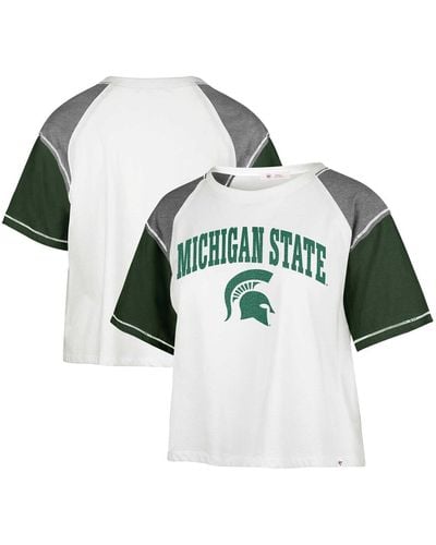 '47 Distressed Michigan State Spartans Serenity Gia Cropped T-shirt - Green
