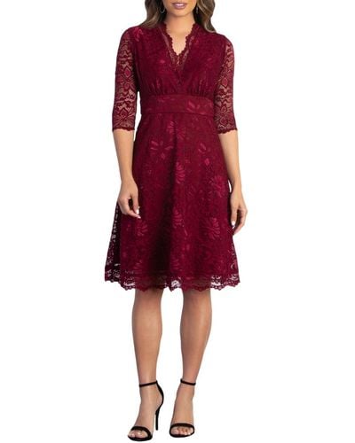 Kiyonna Mademoiselle Lace Cocktail Dress - Red