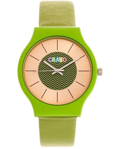 Crayo Trinity Leatherette Strap Watch 36mm - Green