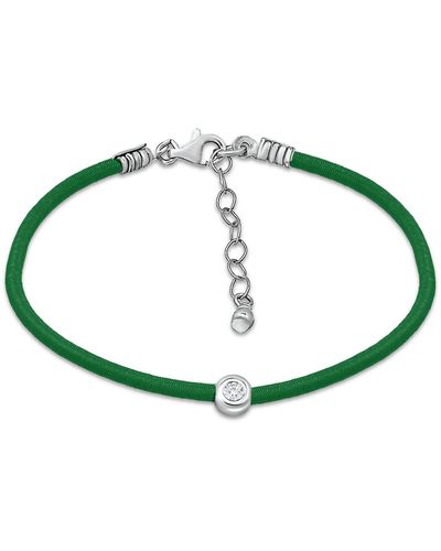 Giani Bernini Cubic Zirconia Bezel Cord Ankle Bracelet - Green