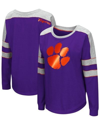 Colosseum Athletics Clemson Tigers Trey Dolman Long Sleeve T-shirt - Purple