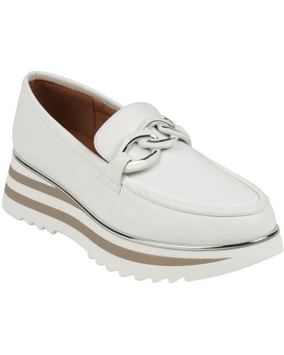 Gc Shoes Geneva Chain Hardware Slip On Platform Loafers - White