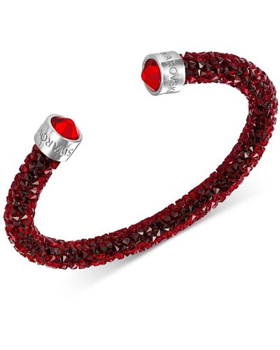 Swarovski Silver-tone Black Crystal And Crystaldust Open Cuff Bracelet - Red