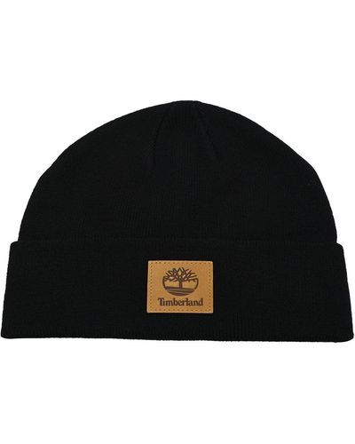 Timberland Cuffed Beanie With Leather Patch - Black
