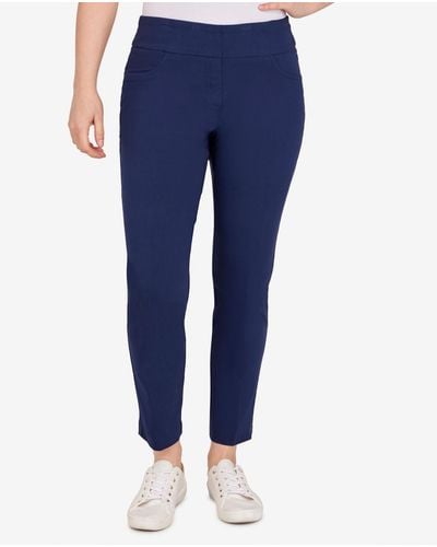 Ruby Rd. Petite Mid-rise Pull-on Straight Solar Millennium Tech Ankle Pants - Blue