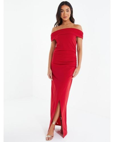 Quiz Bardot Evening Dress - Red