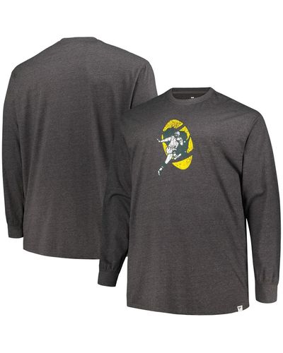 Profile Distressed Green Bay Packers Big And Tall Throwback Long Sleeve T-shirt - Gray