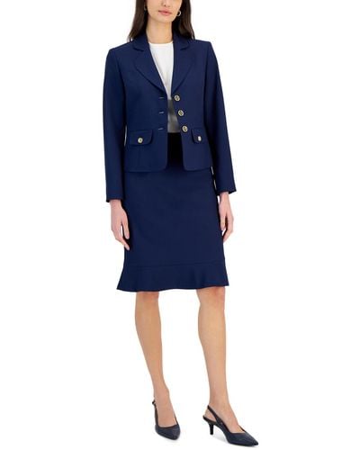 Le Suit Three-button Jacket & Flounce-hem Skirt - Blue