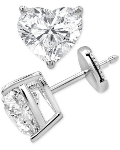 Badgley Mischka Certified Lab Grown Diamond Heart-cut Stud Earrings (4 Ct. T.w. - Metallic