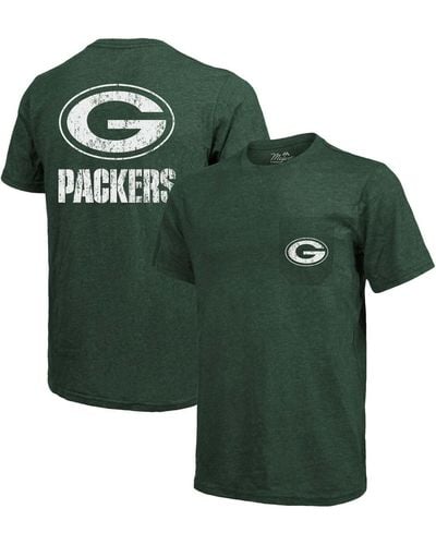 Majestic Bay Packers Tri-blend Pocket T-shirt - Green
