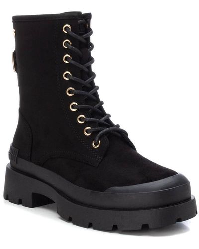 Xti Suede Lace-up Boots By - Black