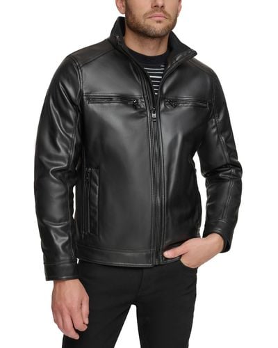 Calvin Klein Faux Leather Moto Jacket - Black