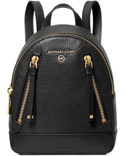 Michael Kors Michael Brooklyn Mini Leather Convertible Messenger Backpack - Black
