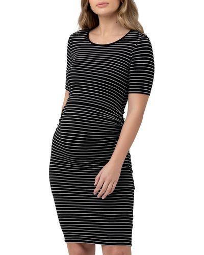 Black & White Knitted Top Maternity & Nursing Dress
