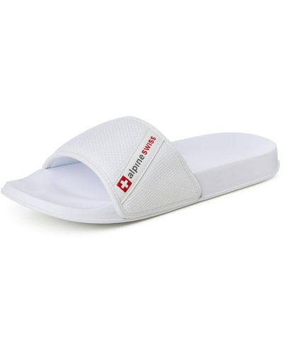Alpine Swiss Athletic Comfort Slide Sandals Eva Flip Flops Foam - White