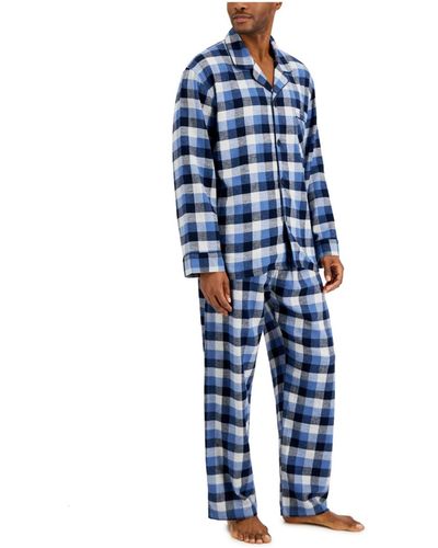 Hanes Flannel Plaid Pajama Set - Blue