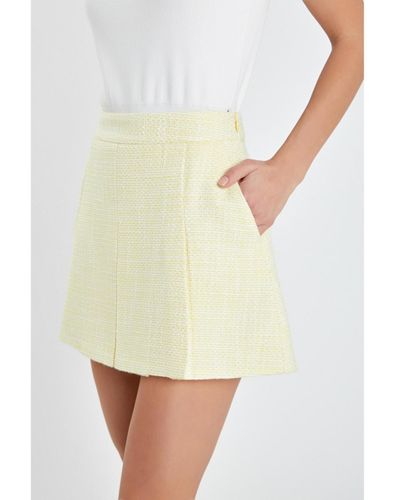 English Factory Textured Pleats Mini Skirt - Yellow