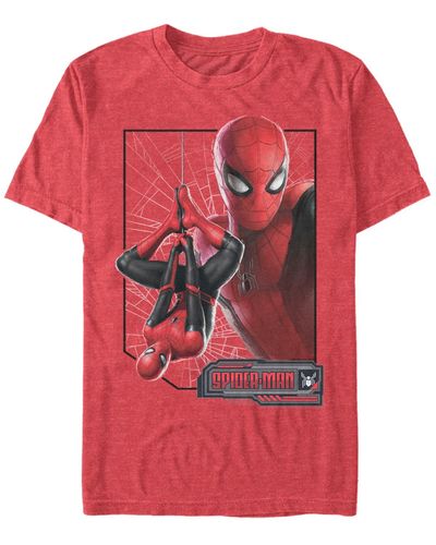 Fifth Sun Marvel Spider-man Upside-down Profile Spider-man Short Sleeve T-shirt - Red