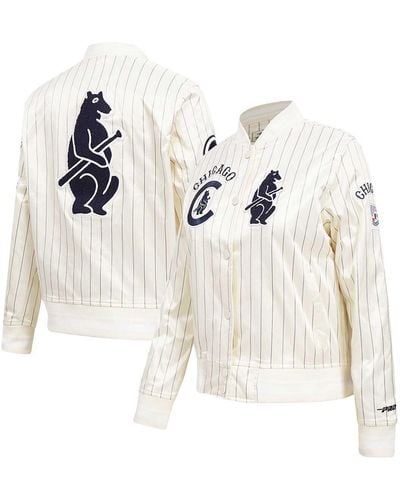 Pro Standard Chicago Cubs Cooperstown Collection Pinstripe Retro Classic Full-button Satin Jacket - White
