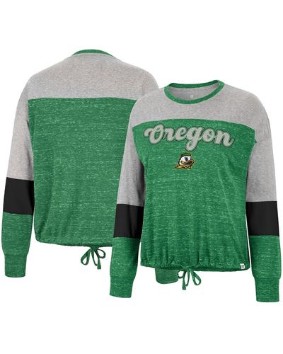 Colosseum Athletics Oregon Ducks Joanna Tie Front Long Sleeve T-shirt - Green