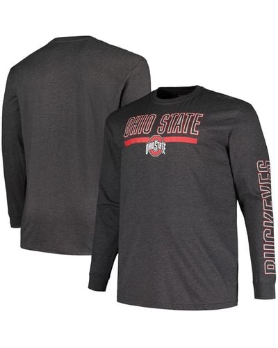 Profile Ohio State Buckeyes Big And Tall Two-hit Graphic Long Sleeve T-shirt - Black