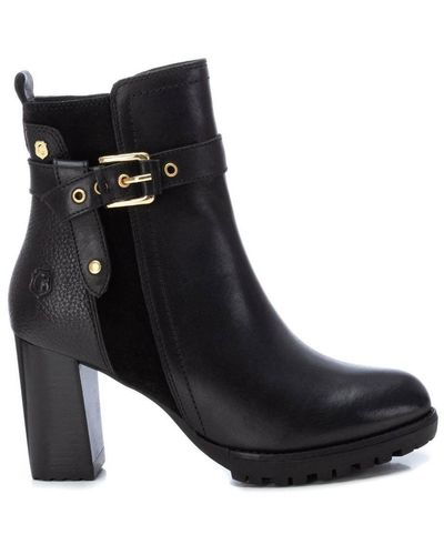 Xti Carmela Collection Leather Booties By - Black