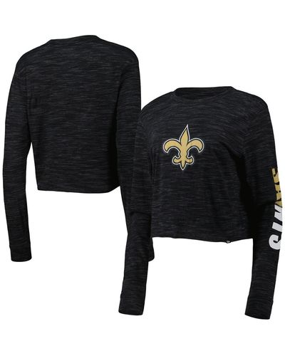 KTZ New Orleans Saints Crop Long Sleeve T-shirt - Black