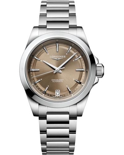 Longines Swiss Automatic Conquest Bracelet Watch 34mm - Gray
