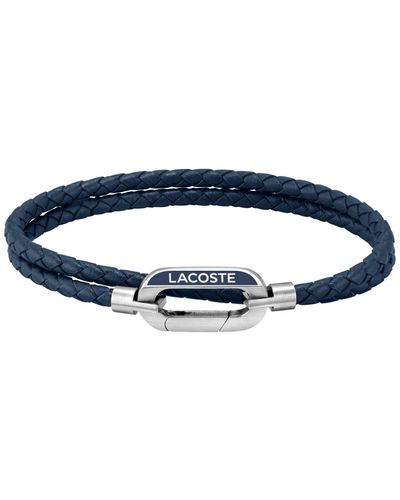 Lacoste Braided Leather Bracelet - Blue