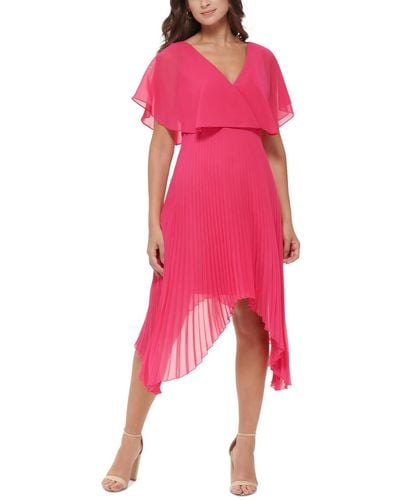 Kensie Chiffon Pleated Dress - Pink