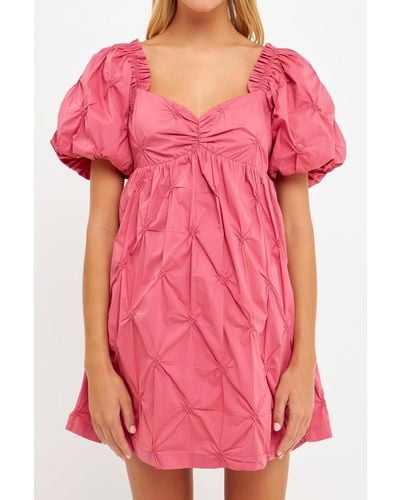 English Factory Textured Babydoll Dress - Pink