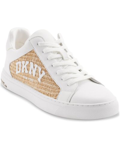 DKNY Abeni Arch Raffia Logo Low-top Sneakers - White
