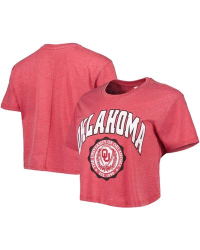 Pressbox Oklahoma Sooners Edith Vintage-like Burnout Crop T-shirt - Red