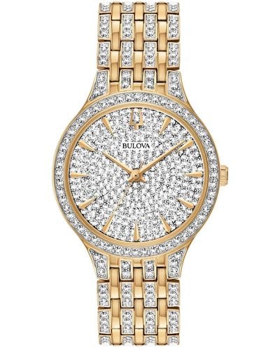 Bulova Phantom Gold-tone Crystal-accent Stainless Steel Bracelet Watch 32mm - Metallic