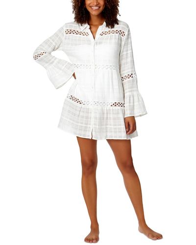 Anne Cole Cotton Bell-sleeve Cover-up Tunic - White
